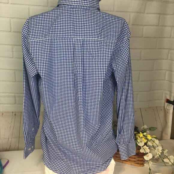 MENS Alan Flusser Blue Gingham Western Dress Shirt size S small 40" chest - Picture 7 of 9